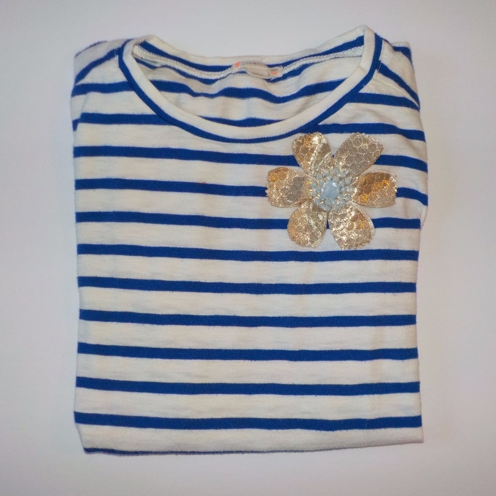 J. Crew girls embellished striped flower tee